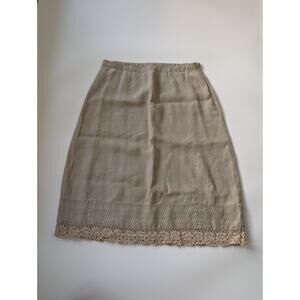 J Jill 100% Linen Size 8 Beige Tan Knee Length Skirt